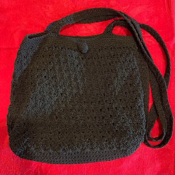 Black Crotchet Hobo Handbag - Picture 1 of 5